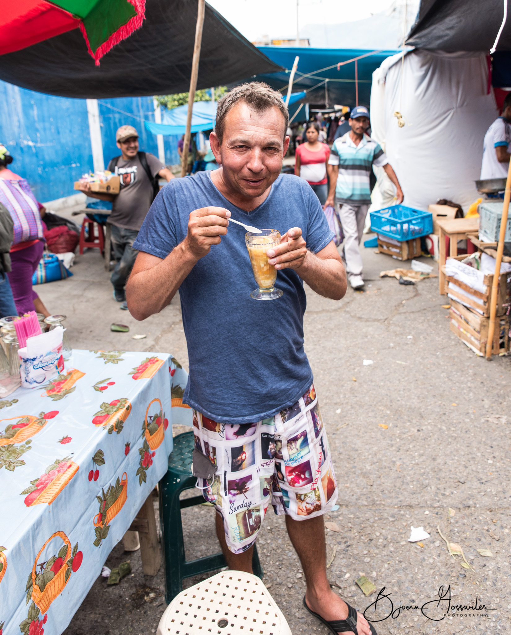 Tobi with a local fruitdrink
