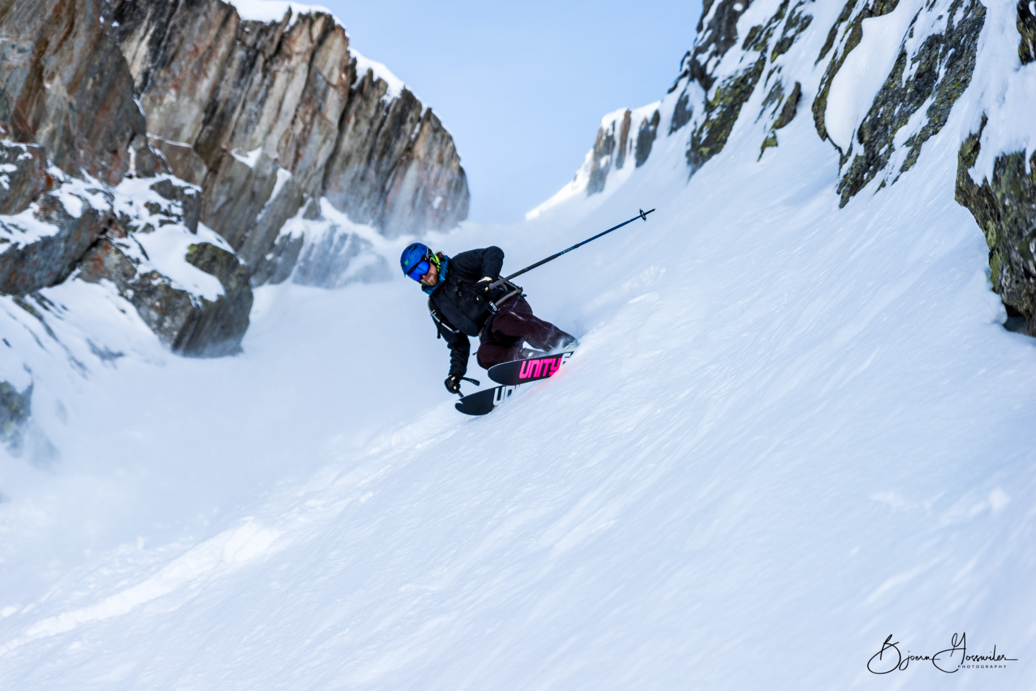 Fred rides this nice couloir